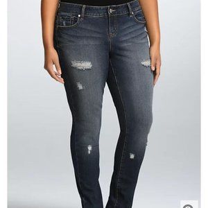 Torrid Skinny Jean Medium Wash With Destruction